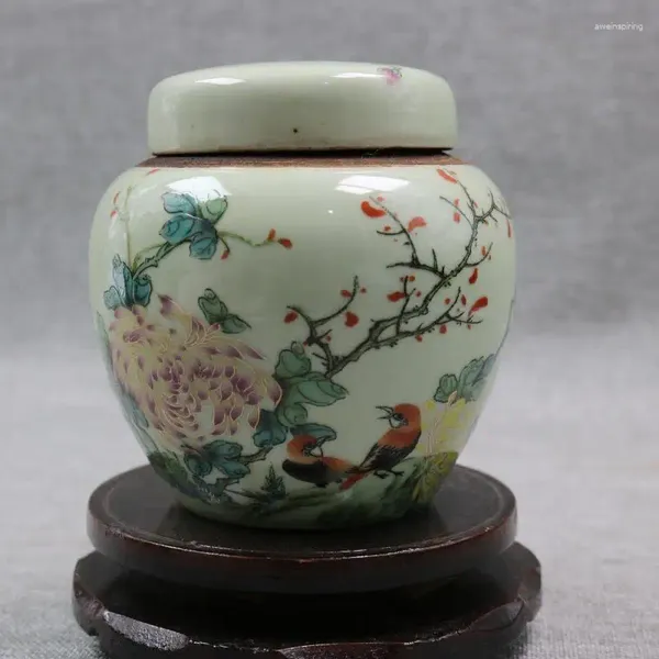 Schmuckbeutel Datongzhi Pastellblumen-Vogelmuster Teedosen Volksimitation Antiquitäten Porzellan Heimdekorationen