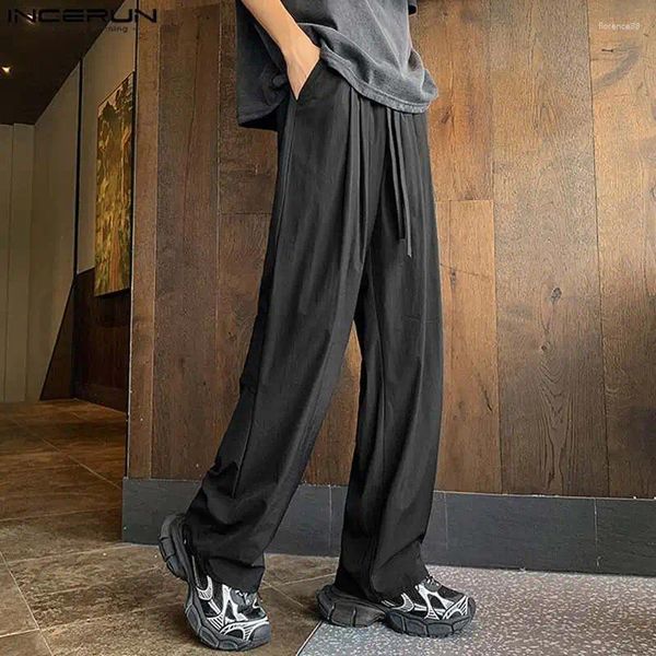 Calças masculinas Incerun 2024 estilo coreano calças retas finas soltas lazer streetwear calças masculinas sólidas all-match longo S-5XL