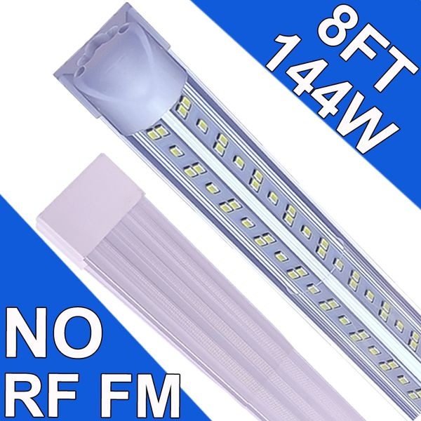 (25er-Pack) 8 Fuß LED-Ladenleuchte NO-RF RM V-Form 144 W 144000 LM 6500 K, 8 Fuß, 96 Zoll integrierte T8-LED-Röhre, verbindbare LED-Lampen Garage, Lager, klare Linse usastock