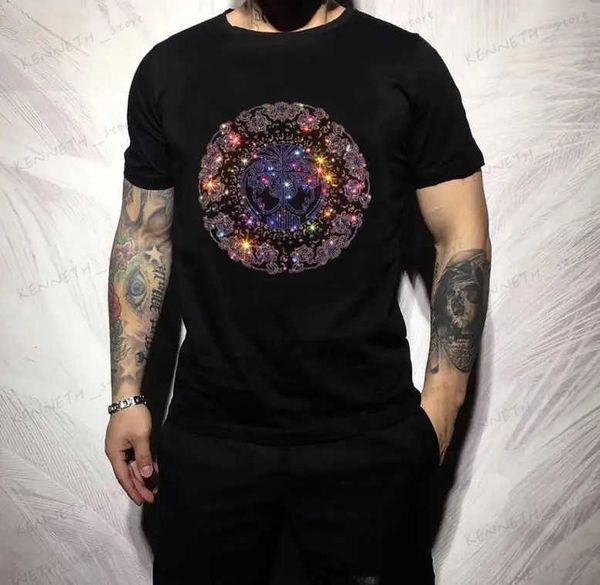 T-shirt da uomo 2023 Diamanti Magliette da uomo Moda Street Wear Manica corta O Collo Modale Magliette in cotone Camiseta Moda di alta qualità T240126