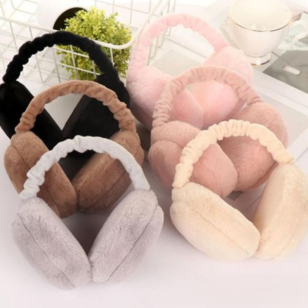 Berets dobrável de pelúcia earmuffs mulheres homens inverno engrossar pele do falso quente orelha-muffs aquecedor de orelha ao ar livre ciclismo proteção fria earflaps