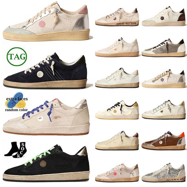 Scarpe casual di alta qualità firmate dal marchio italiano Scarpe da ginnastica da donna di lusso con stella a sfera in pelle scamosciata dorata fatte a mano Scarpe da ginnastica da basket argento vintage superiori