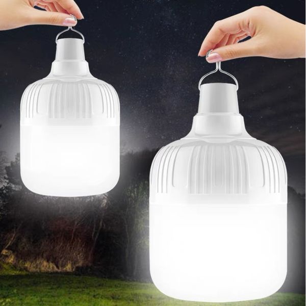 200w usb recarregável lâmpada led luz de acampamento 5 modos iluminação pendurado tenda luz trabalho portátil lâmpada emergência para jardim ao ar livre