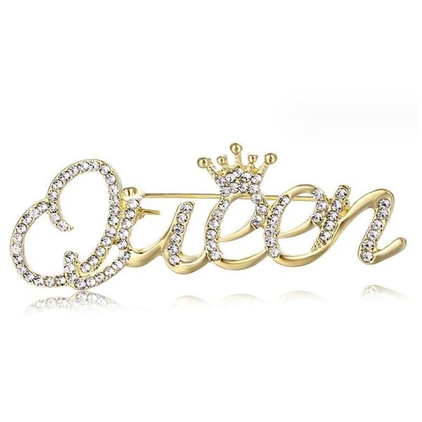 Spille Spille Queens Lettera Spilla di alta qualità Corona antiriflesso Acqua Diamante Minimalista 10 Pz / lotto Consegna di gioielli Gioielli Dhpjt