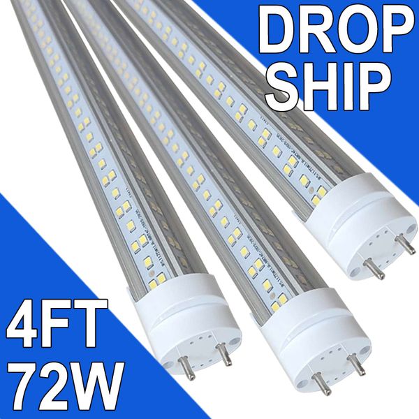 Luzes de tubo LED 72W G13 T8 4 pés (igual a 45,8 pol.), Substituição de lâmpadas fluorescentes, branco 6500K, Lâmpada de loja G13 Bi-Pin T12 substituição de led 4FT Workbenck usastock