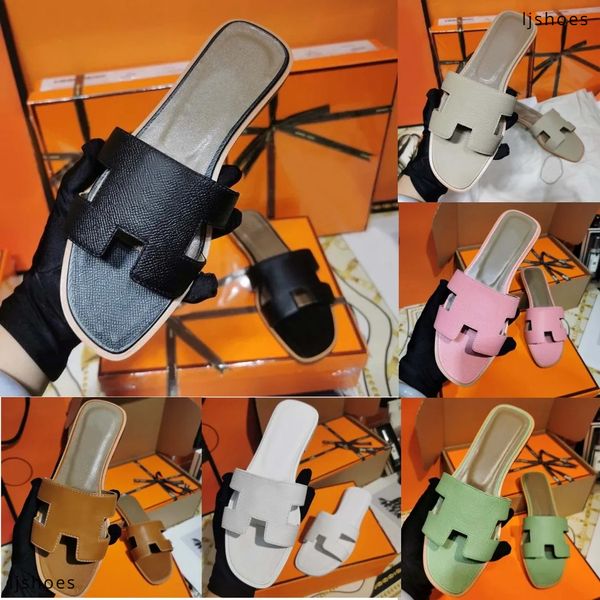 Designer slides sandália chinelos praia clássico plana sandália luxo verão senhora couro flip flops homens mulheres