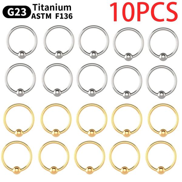 Charme 1/10/100 Pcs Atacado Anel de Fixação de Bola Anel de Nariz Brincos de Argola G23 Piercing de Titânio Jóias Corporais Astm F136 20g 18g 16g