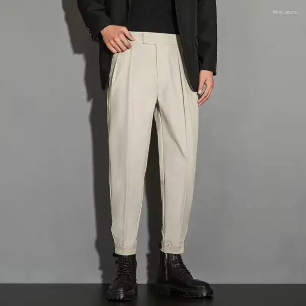 Abiti da uomo pantaloni casual pantaloni per pantaloni dritti gamba dritta quotidiano abito a colori solidi lavori tutti eleganti pantaloni f253