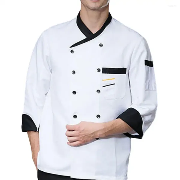 Fatos masculinos chef superior gola mangas compridas cozinhar jaqueta unisex camisa de catering plus size roupas el cozinha cozinhar uniforme para