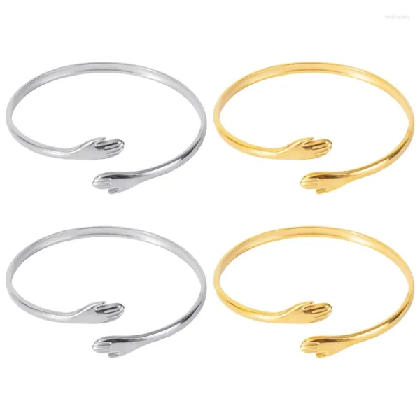 Armreif, 2 Stück, klassisch, vergoldet, Umarmung, Wärme und Liebe, handverstellbares Armband für Frauen und Mädchen, schlichtes Design, Persönlichkeit, Schmuck, Geschenke