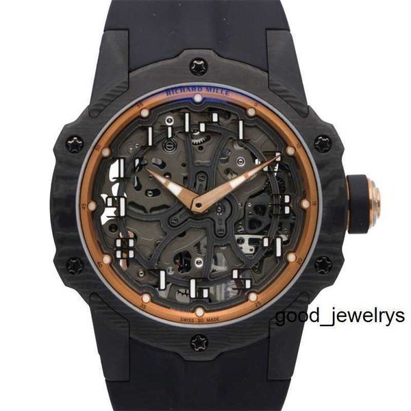 Luxe horloge RM-polshorloge Richards Milles-polshorloge RM33-02 RM33-02 met 41 mm carbon kast en zwarte wijzerplaat. Uitstekend