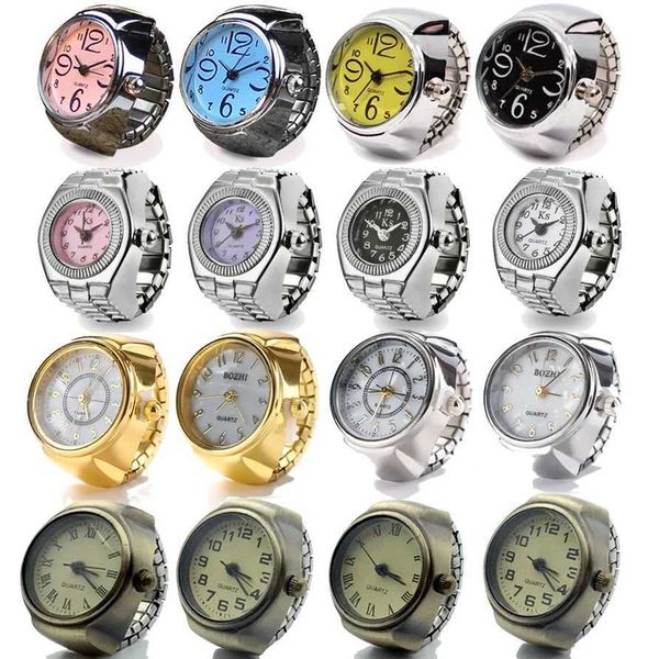 Anéis de banda de quartzo dedo relógio anel para mulheres homens casal anéis relógios digitais elástico elástico dedo banda punk anéis jóias relógio adolescentes 240125
