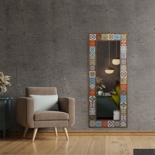 Зеркала из керамического камня, большое зеркало из трюмо-домашнего декора, настенное подвесное богемное украшение для дома, сада, домашнего декора Othpu