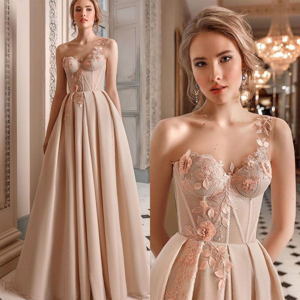 Pastorl Abiti da sera a-line Spaghetti Applique in pizzo Abiti a cuore Sweep Train Prom Abito da festa Robe De Soiree Abiti Taglia personalizzata L24092