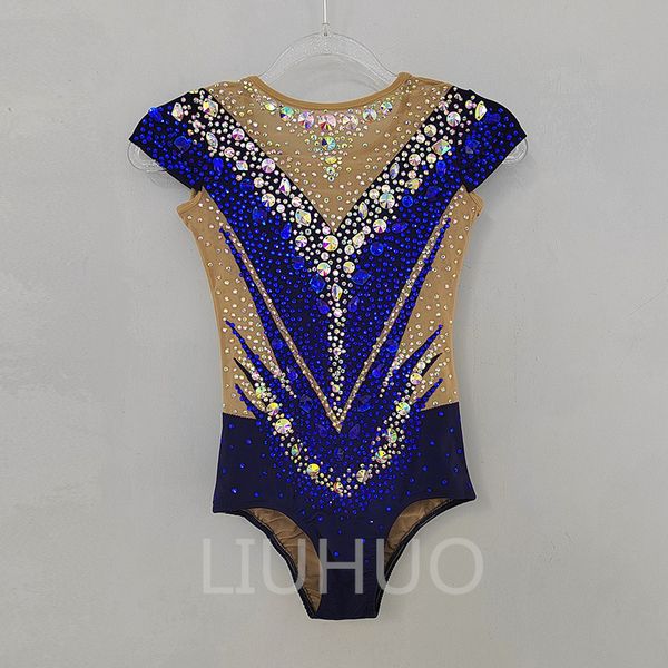LIUHUO Купальники для художественной гимнастики по индивидуальному заказу для девочек и женщин, одежда для соревнований по художественной гимнастике, спандекс, синий