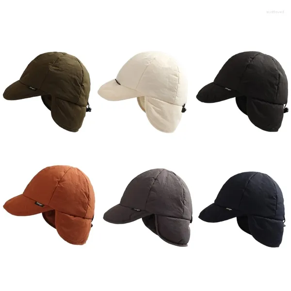 Berets Meninos Bomber Hat Earmuffs Quente Trapper para esquiar skate grosso à prova de vento para baixo tempo frio