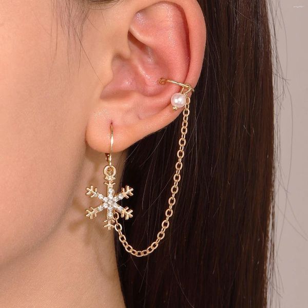 Rücken Ohrringe MODOMA Mode Schneeflocken Clip On Für Frauen Minimalistisches Design Piercing Lange Kette Luxus Qualität Schmuck