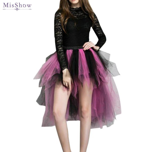 Stock Rainbow yüksek düşük etekler kravat boya tül Tutu etek Bustle petticoat clubwear süslü dans karnaval elbise cpa5600