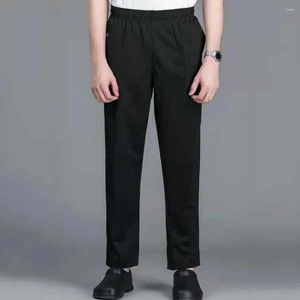 Pantaloni da uomo Cuoco Chef unisex con elastico in vita Tessuto traspirante Tasche sicure per uniformi da cucina del servizio ristorante