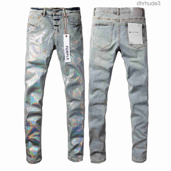 Designer Stack Jeans Europäische Lila Marke Männer Stickerei Quilten Zerrissen für Trend Vintage Hose Herren Falten Slim Skinny Fashion Jeans 1YUW NBN4 NBN4