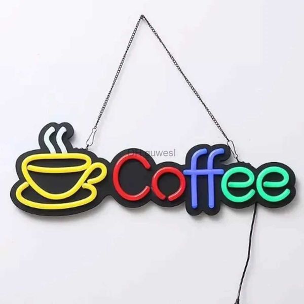 Sinal de néon LED Café LED Sinal de néon 40x1 5cm / 60x20cm para café loja parede pendurado decoração lâmpada de negócios led luzes de néon sinais atacado yq240126