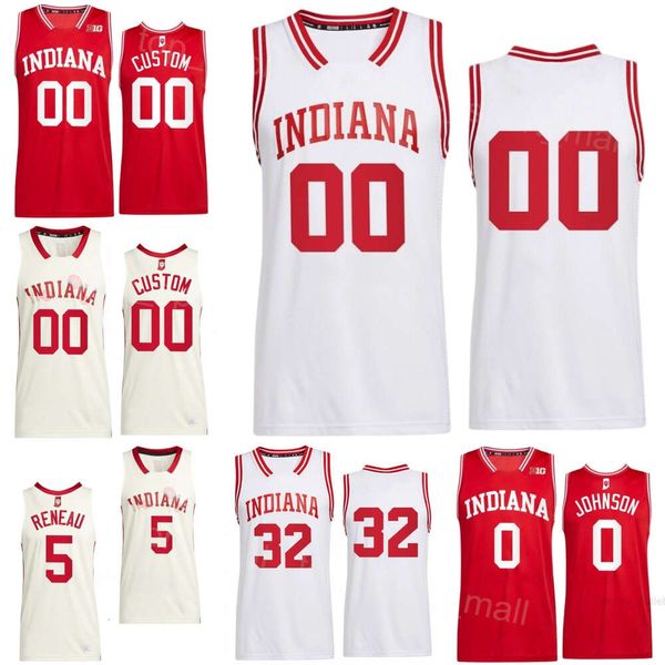 Uomo Donna Bambino College Basket Indiana Hoosiers Maglia 0 Xavier Johnson 1 Kelel Ware 5 Malik Reneau 32 Trey Galloway 2 Gabe Cupps 21 Mackenzie Mgbako University