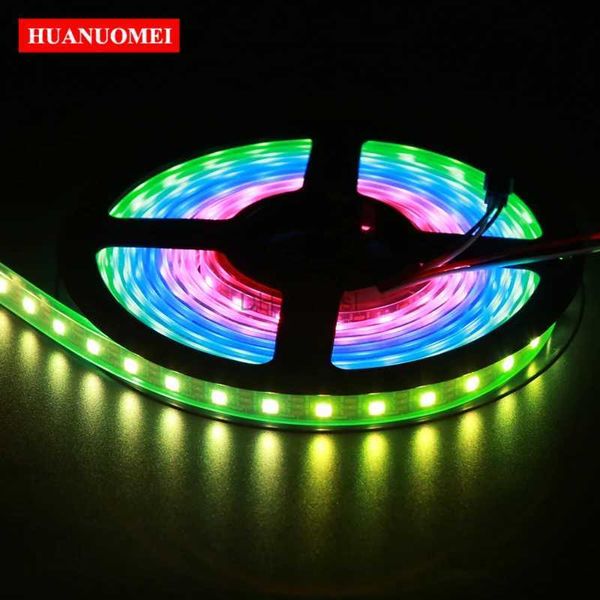 LED-Leuchtreklame DC5V 5M 74LEDs/m SK6812 Digitales RGB-Pixel Flexibles LED-Streifenlicht WS2812B Neon 5050 SMD TV-Bandlampe SCHWARZ PCBWasserdicht IP67 YQ240126