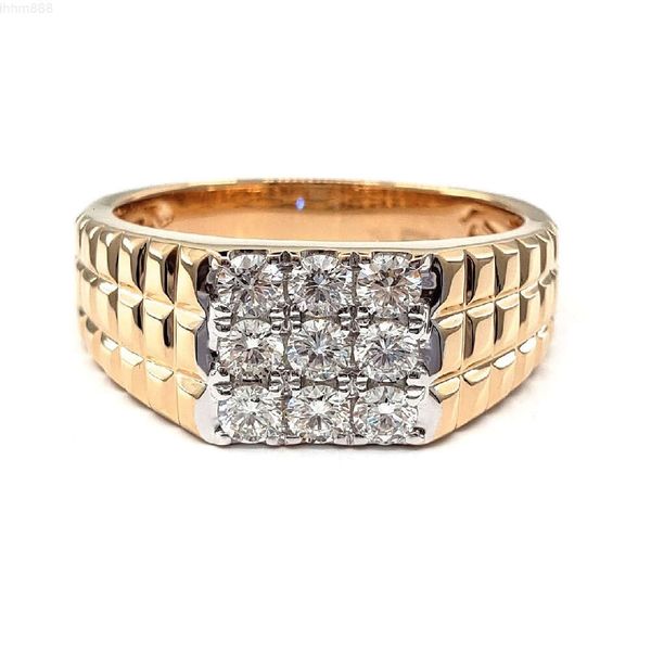 Anéis personalizados para homens, atacado, design 18k, ouro rosa sólido, diamante real, anéis pequenos personalizados, joias finas para homens