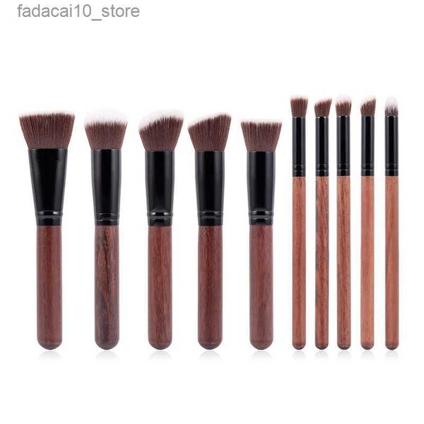 Pincéis de maquiagem ANMOR 10Pcs Pincéis de maquiagem Conjunto de madeira em pó Blush Pincel Sombra Blending Brush Sombreamento Sobrancelha Contorno Make Up Tool Q240126