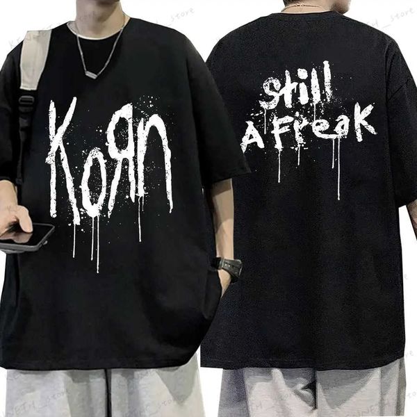 Herren T-Shirts Korn Musik Konzert Rock Band WORLD TOUR T-Shirt Herren Vintage Metal Gothic Übergroßes T-Shirt Streetwear Kurzarm T-Shirts T240126