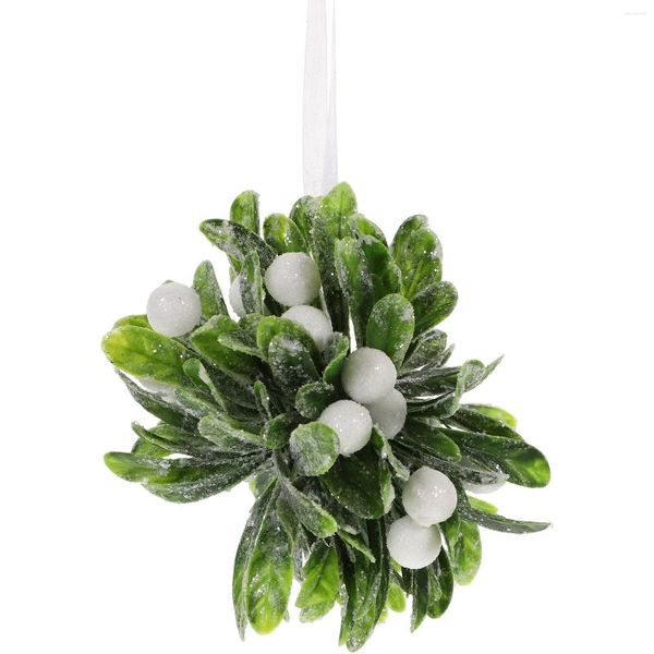 Fiori decorativi vischio con bacche bianche Ornamento natalizio Decorazione artificiale da appendere per la casa Bouquet da sposa natalizio