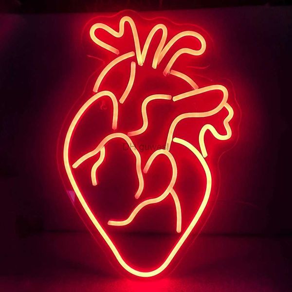 Insegna al neon a LED Luci al neon a forma di cuore Insegne al neon a forma di cuore rosso Insegne luminose a led Decorazioni per la casa Regali appesi Decorazioni da parete Lampada USB per camera da letto YQ240126