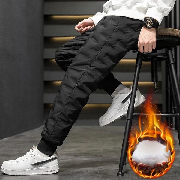 Termal Aşağı Pantolon% 90 Beyaz Ördek Down Yastıklı Kalın Kış Kış Pantolon Pantolon Erkekler Joggers Spor Giyim Sweatpants Lovers 240122