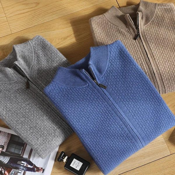 Suéter masculino casual bonito nuo lã de malha cardigan meia gola alta suéter solto manga comprida 23 outono e inverno