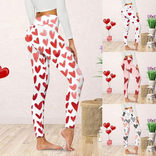 Leggings da donna San Valentino Leggings da donna San Valentino Stampa carina Pantaloni casual comodi per stivali da casa Estetica vintage