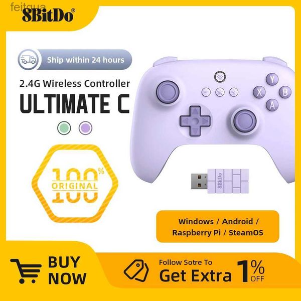 Controladores de jogo Joysticks 100% Original 8BitDo Ultimate C 2.4G Controlador sem fio para PC Windows 10 11 Steam Deck Raspberry Pi Android YQ240126