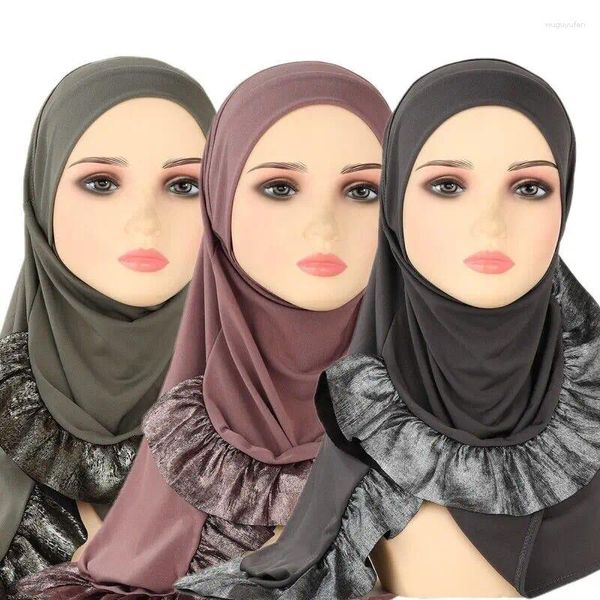 Abbigliamento etnico Ultime donne Musulmane Turbante arruffato Copricollo elasticizzato Berretto Amira Scialli hijab islamici Foulard arabo Malesia Copricapo