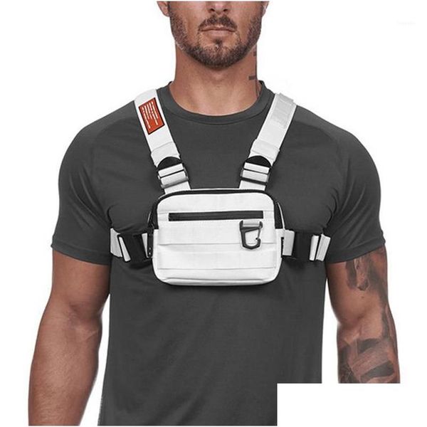 Outdoor-Taschen Mini Brusttaschen Männer Taktische Weste Reflektierende Sicherheit Radfahren Wandern Rucksack MTI-Funktion Reisetasche Telefon Drop Liefern Dh5Cu