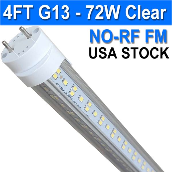 Tubo luminoso a LED T8 T10 T12 da 4 piedi - Sostituzione tubo fluorescente LED da 72 W da 48 pollici, equivalente a 120 W, 7200 Lm, bianco freddo 6500 K, bypass ballast, base G13 a due pin usastock