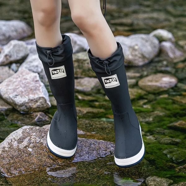 Botas de borracha para casais sapatos de chuva alta à prova d'água galochas marido pesca trabalho jardim botas de chuva mulheres e homens sapatos de borracha88 240125