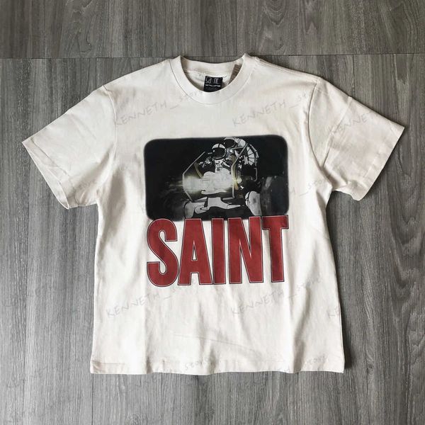 T-shirt da uomo 666 Fashion Luxury Brand SAINT MICHAEL High Street Astronaut Grafica stampata Abbigliamento vintage Top T-shirt da uomo T240126