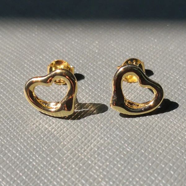 Charm Ms S Pure Sier Orecchini classici a forma di cuore Sier, oro rosa, oro. Regali per le feste di donne pop in America ed Europa