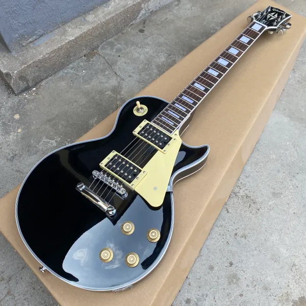 Tastiera in palissandro per chitarra elettrica LP nera personalizzata, hardware Sliver, pickup di alta qualità, spedizione gratuita