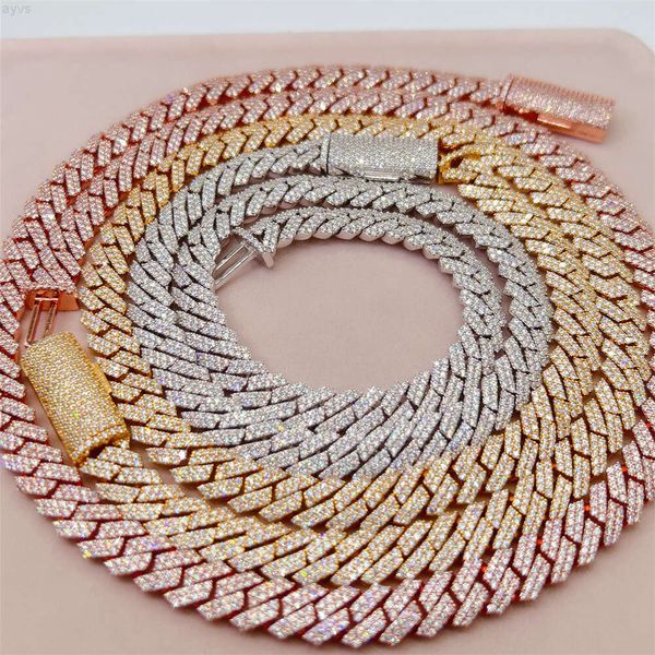 2024 novo design hip hop jóias personalizado 925 prata esterlina 10mm pulseira colar masculino iced out cubana link chain