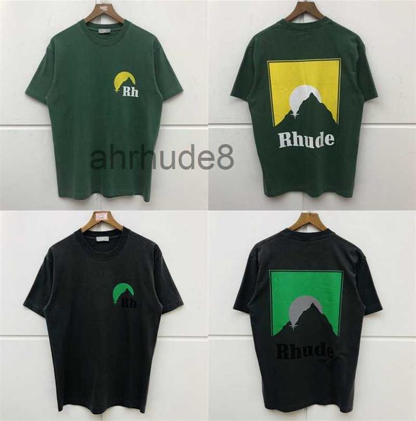 Rhude T-Shirts Erkek Kadın Japonya RH Saç Modeli Baskı Tees Yaz Stili Tişört X0602 YIJZ