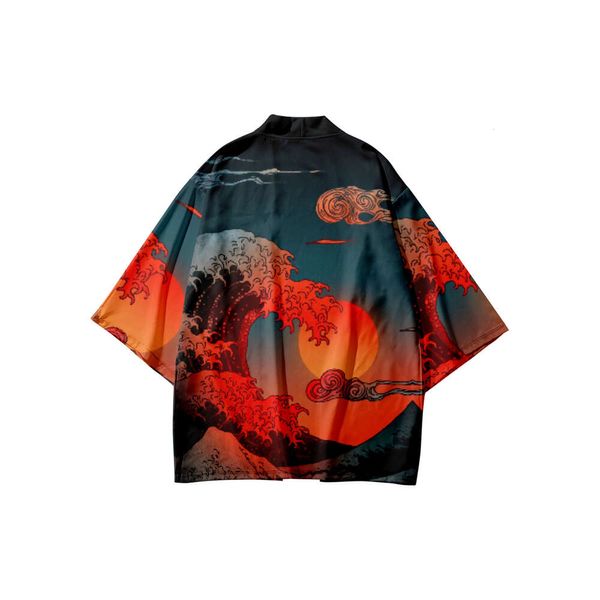 2024 Кимоно Двенадцати Знаков Зодиака - Раздельная рубашка с принтом Yinhu Daopao, открытая свободная мужская модная брендовая одежда с перьями45676