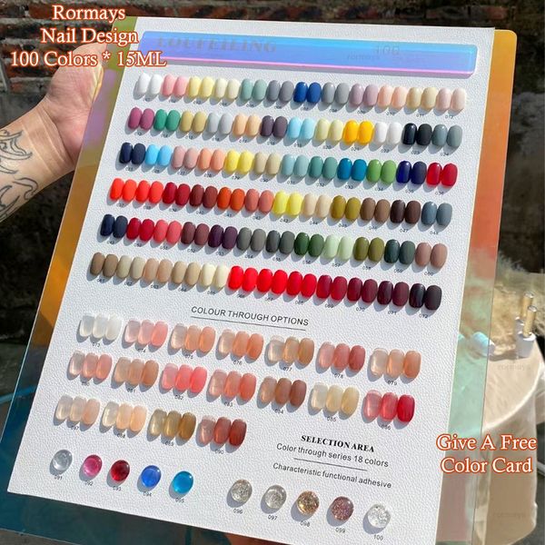 Rormays Rainbow gel polimento 100 cores salão de beleza misto gel de revestimento transparente transparente nu UV LED brilho duradouro conjunto de pintura de primer de unhas atacado de fábrica 15ML