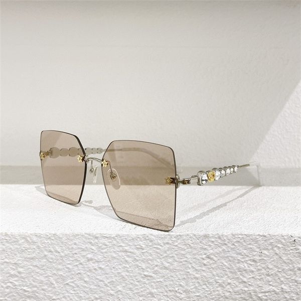 Лучшие дизайнеры бренда Солнцезащитные очки Очки без оправы Очки для вождения УФ-квадратные оттенки Обесцвечивание линз оправа поляризованный тигр Gucc lunette de Soleil GG0644S