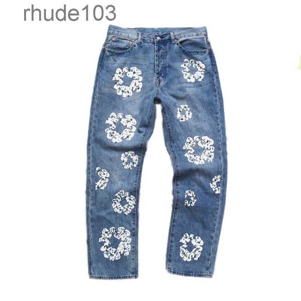 Designer Jeans Damen Jeaggy Herren Kapok Kranz Schwarz Weites Bein Perlen Reißverschluss Klassische Hose Lila Tränen Streetwear Casual IFI5