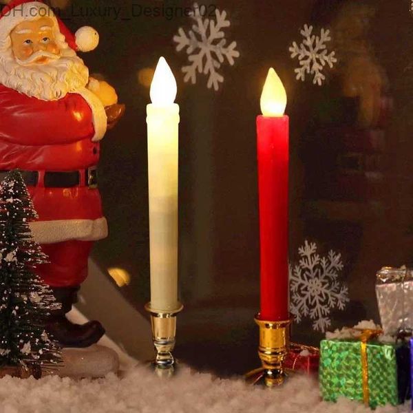 Velas vela sem chama coluna cintilação luzes de vela a pilhas jantar de natal velas vermelho igreja led velas q240127